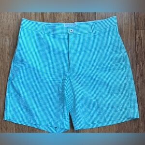 Southern Tide Shorts Men's 36 Green Gingham Seersucker Preppy Chino Flat Front